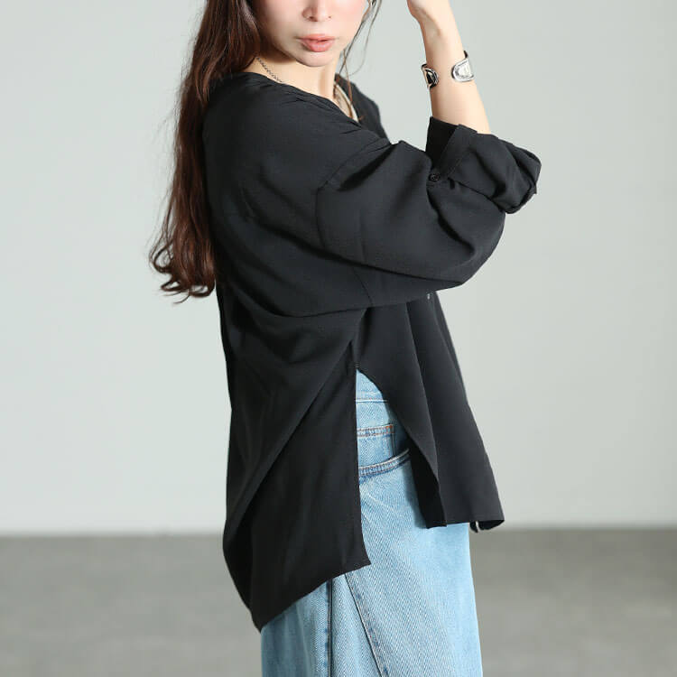 大きいサイズ レディース 袖ロールアップVネックカーディガン