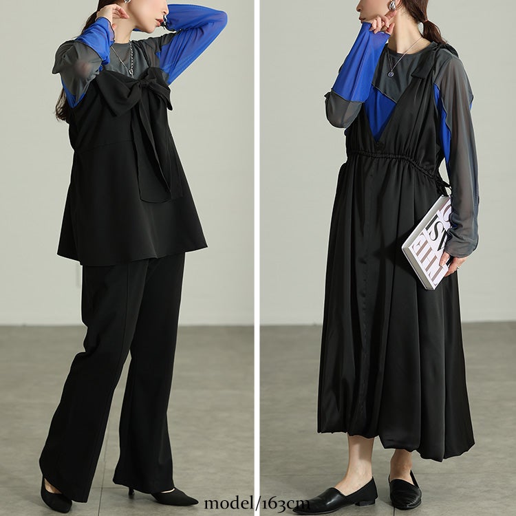 大きいサイズ レディース アシメ配色メロー切り替えシアープルオーバー