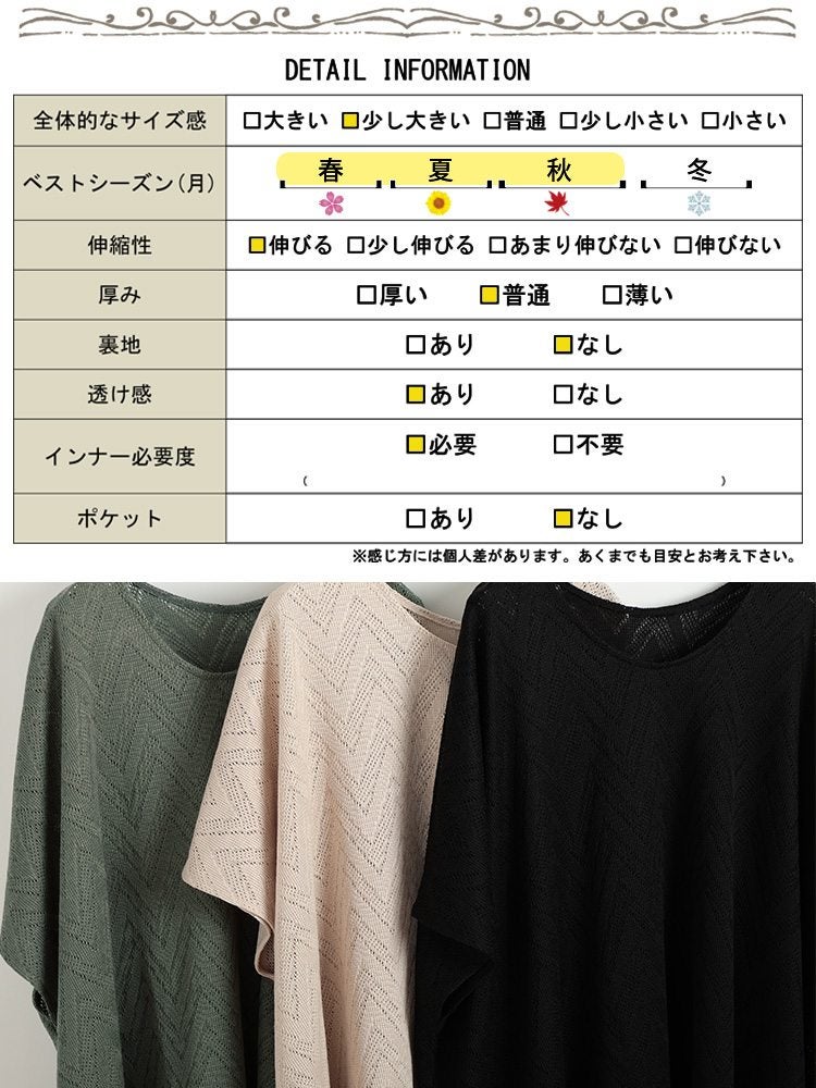 大きいサイズ レディース 幾何学柄透かし編みワイドニット