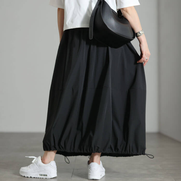 大きいサイズ レディース 裾ドロストビッグポケットスカート