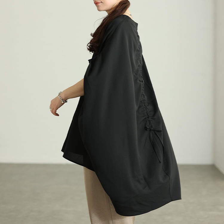 大きいサイズ レディース 接触冷感後ろシャーリングドルマンチュニック