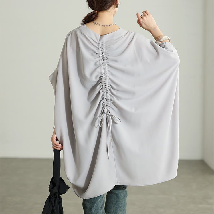 大きいサイズ レディース 接触冷感後ろシャーリングドルマンチュニック