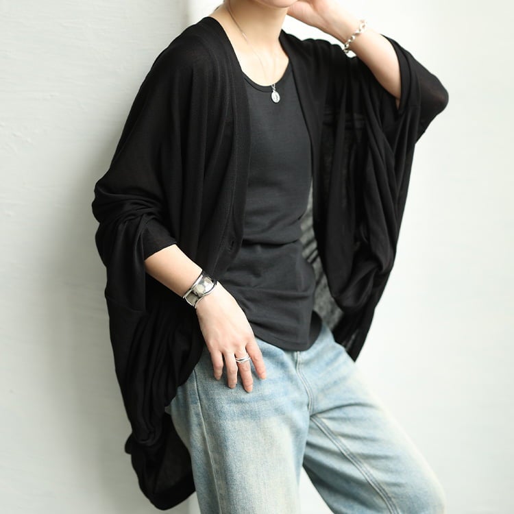 大きいサイズ レディース 接触冷感＆UV対策ツイストドルマンボレロ