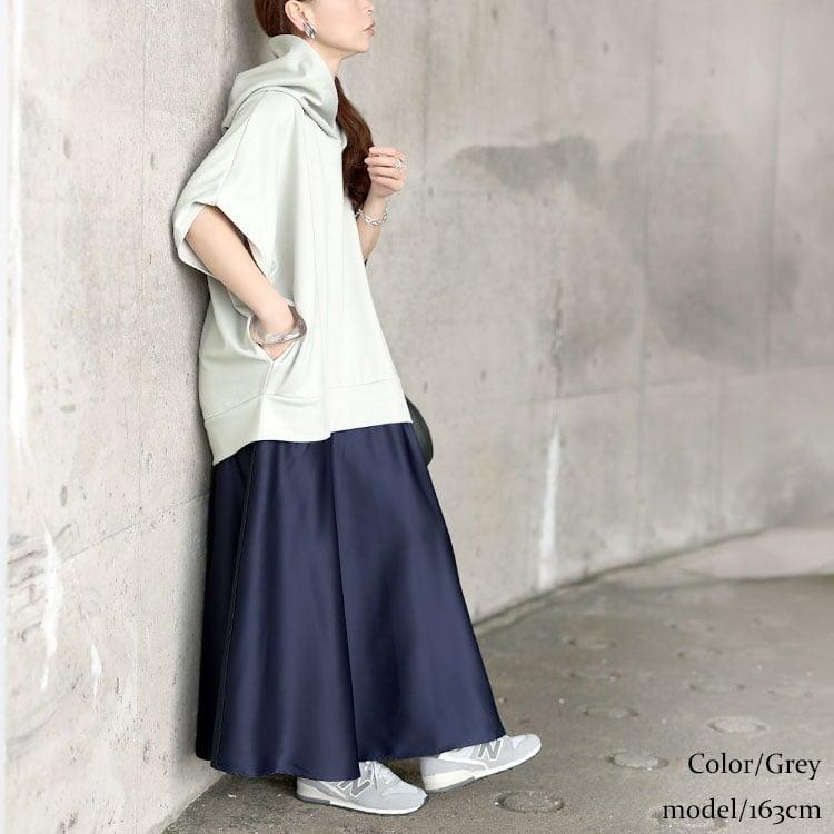 大きいサイズ レディース ドルマンパーカードッキングワンピース