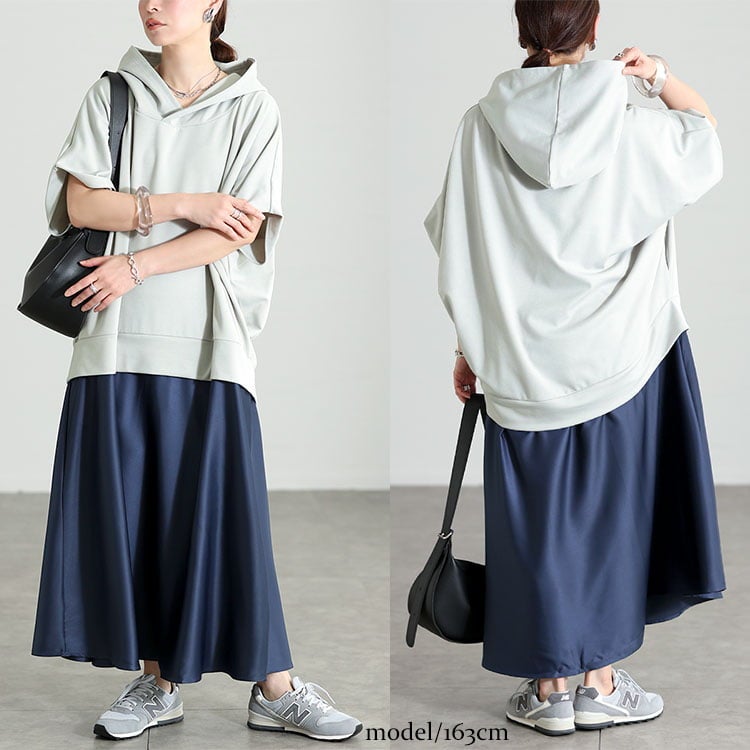 大きいサイズ レディース ドルマンパーカードッキングワンピース