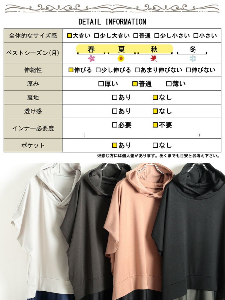 大きいサイズ レディース ドルマンパーカードッキングワンピース