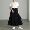 大きいサイズ レディース 裾ドロストタック切り替え変形スカート ブラック