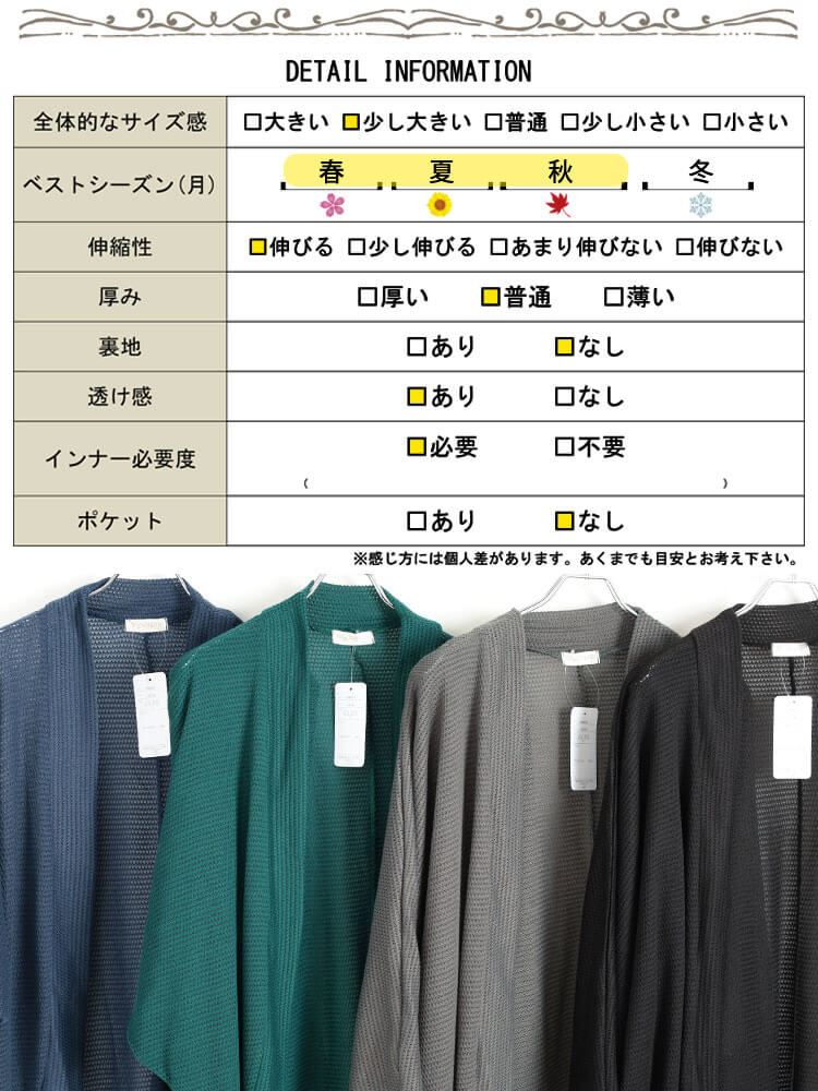 大きいサイズ レディース 透かし編みドルマンカーディガン