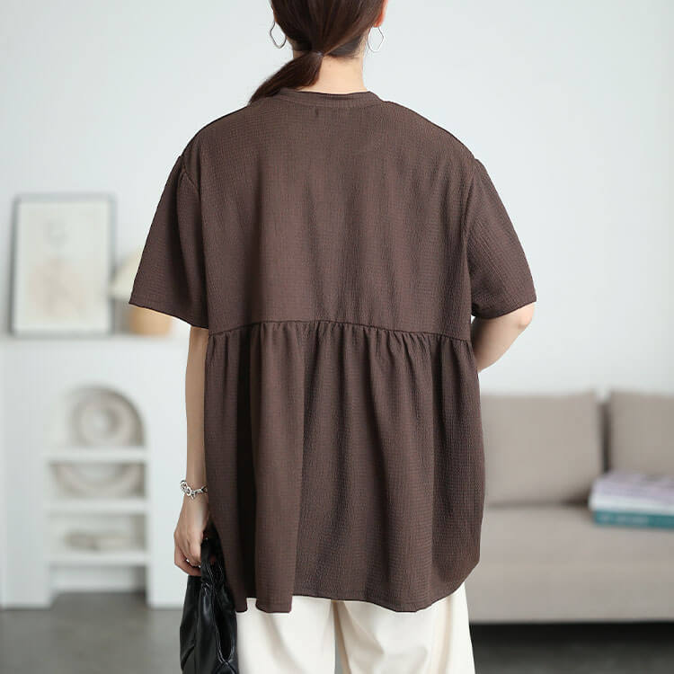 大きいサイズ レディース 楊柳キーネックペプラムプルオーバー