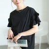 大きいサイズ レディース ティアードスリーブコットンプルオーバー ブラック