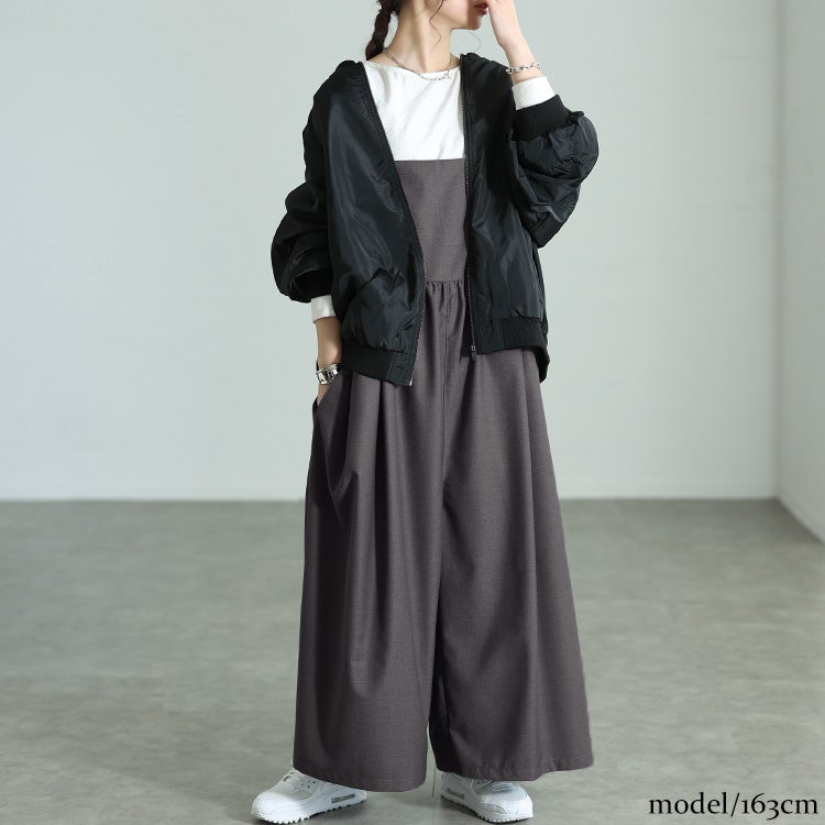 大きいサイズ レディース バックリボンサロペットパンツ