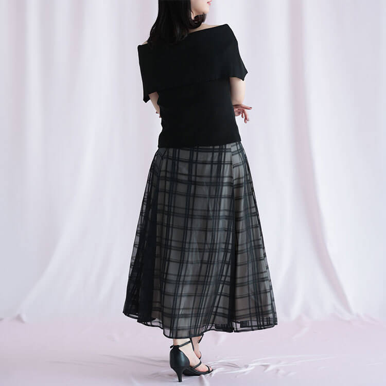 大きいサイズ レディース シアージャガードチェックフレアスカート