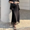 大きいサイズ レディース シアーレイヤードマーメイドスカート ブラック
