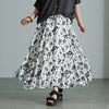 大きいサイズ レディース 花柄シフォンジャガードフレアスカート オフホワイト