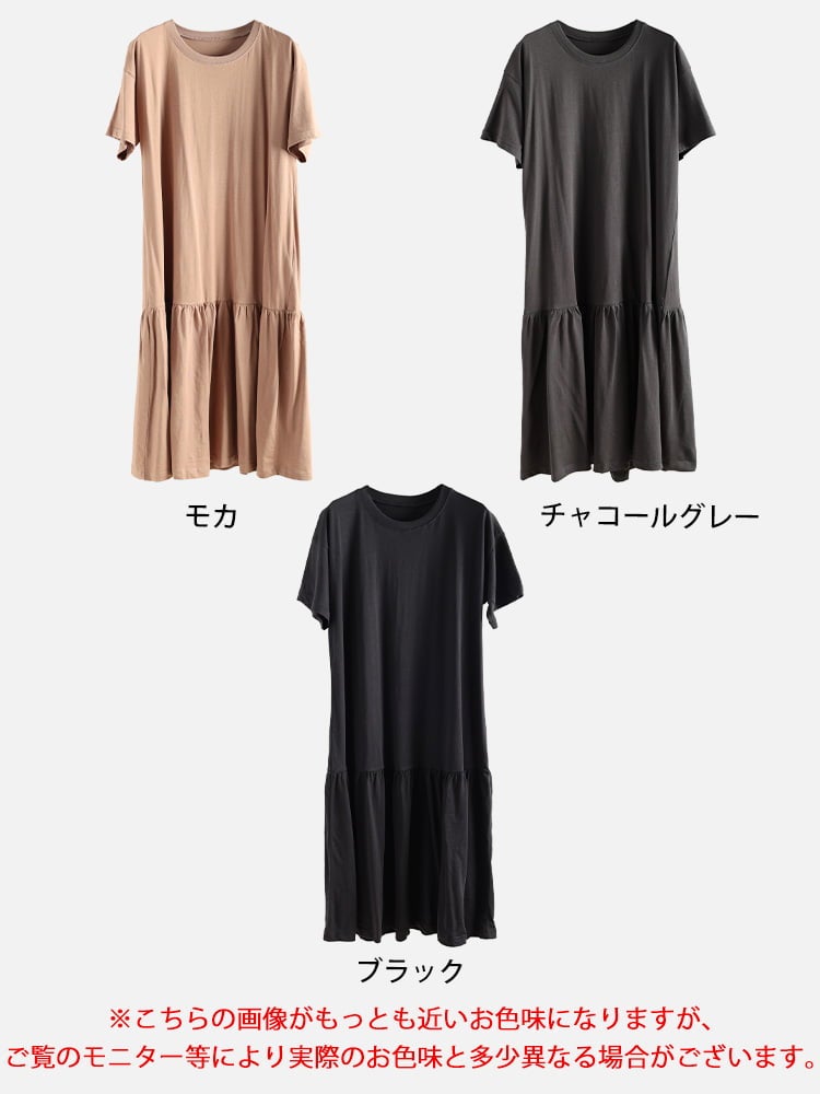 大きいサイズ レディース ティアードコットンワンピース