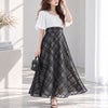 大きいサイズ レディース リブT×シアージャガードチェックドッキングワンピース