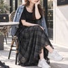 大きいサイズ レディース リブT×シアージャガードチェックドッキングワンピース