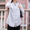 大きいサイズ レディース 接触冷感＆UVカット＆耐塩素ストライプシャツラッシュガード グレー