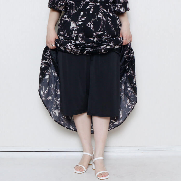 大きいサイズ レディース 接触冷感ペチコートショートパンツ
