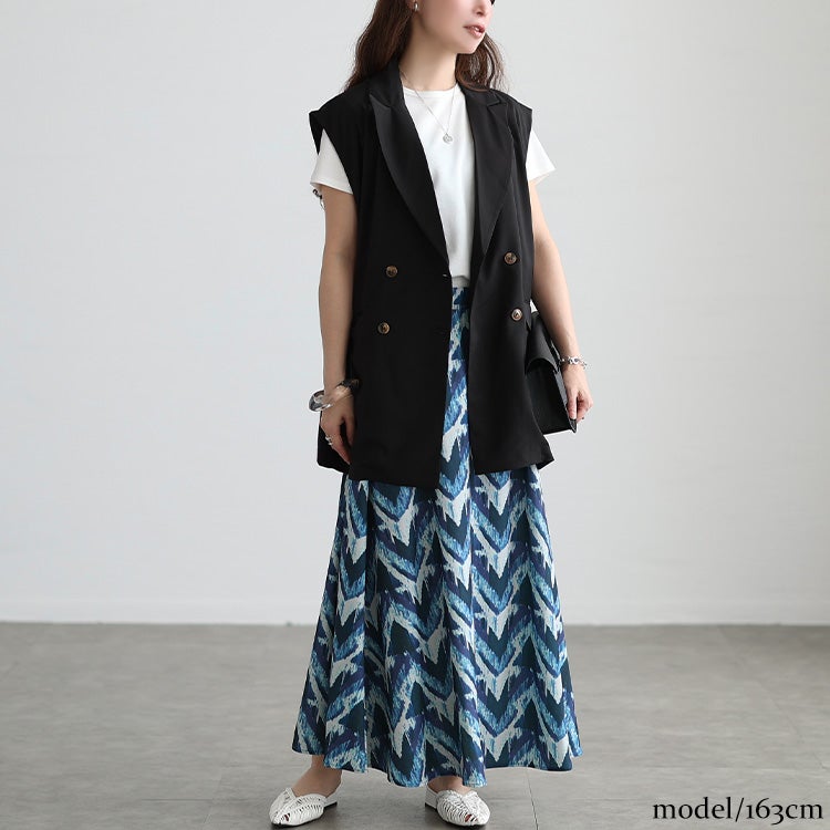 大きいサイズ レディース 接触冷感アート柄フレアスカート