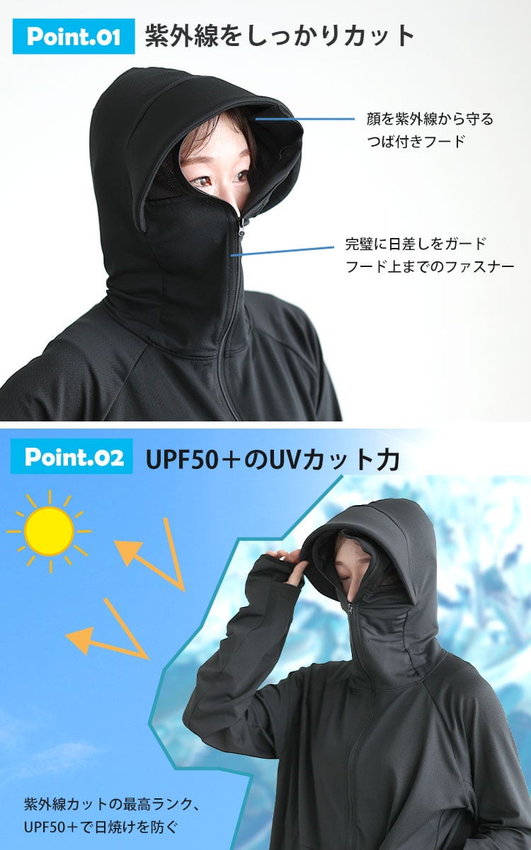 大きいサイズ レディース 着る日傘！UVカットつば付きパーカー
