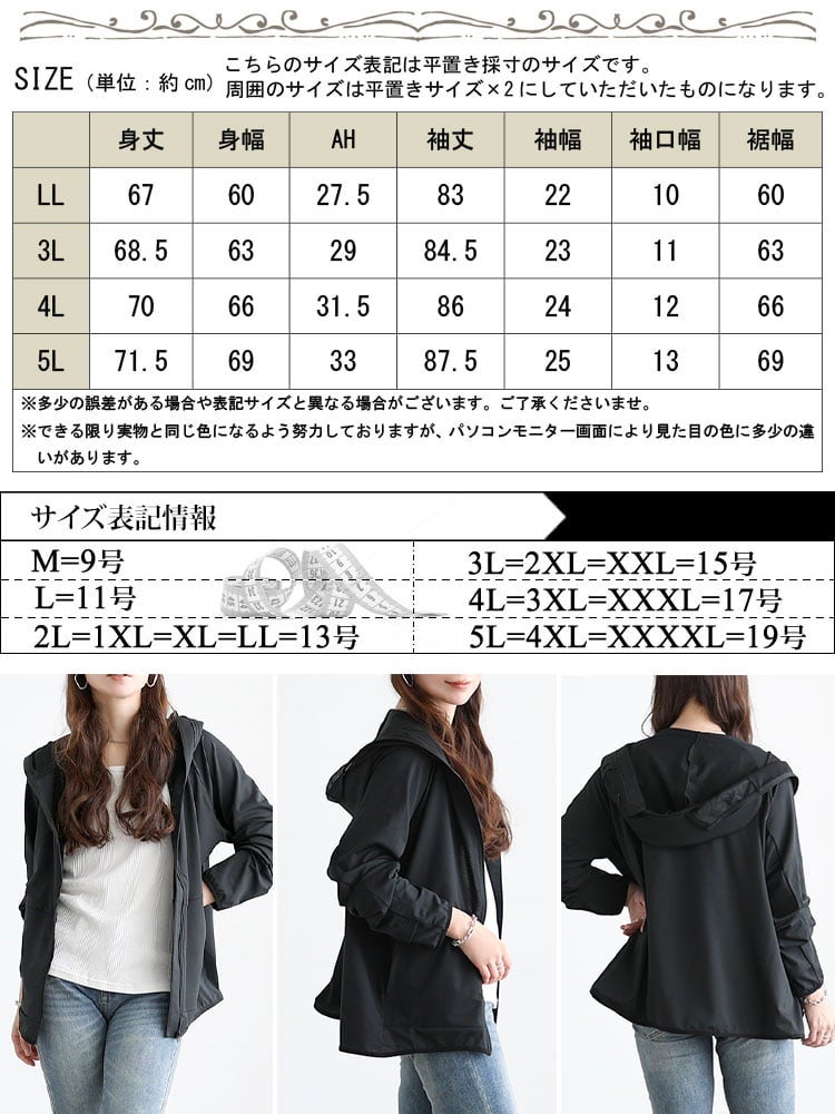 大きいサイズ レディース 着る日傘！UVカットつば付きパーカー