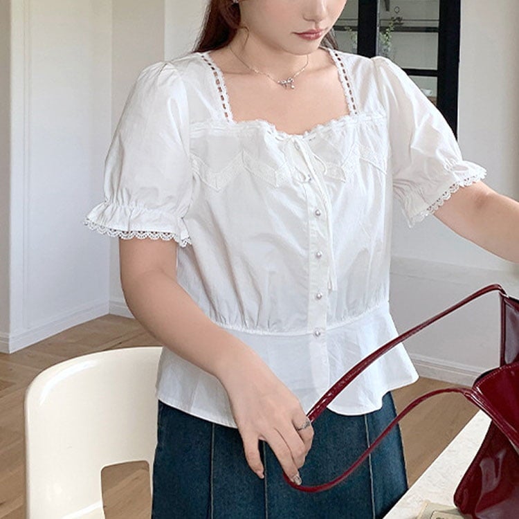大きいサイズ レディース キャンディスリーブクロップドブラウス