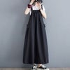 大きいサイズ レディース コットンAラインサロペットワンピース ブラック