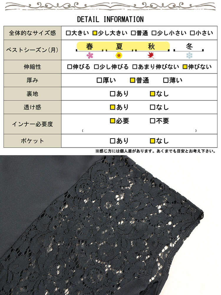 大きいサイズ レディース レース切り替えワイドブラウス