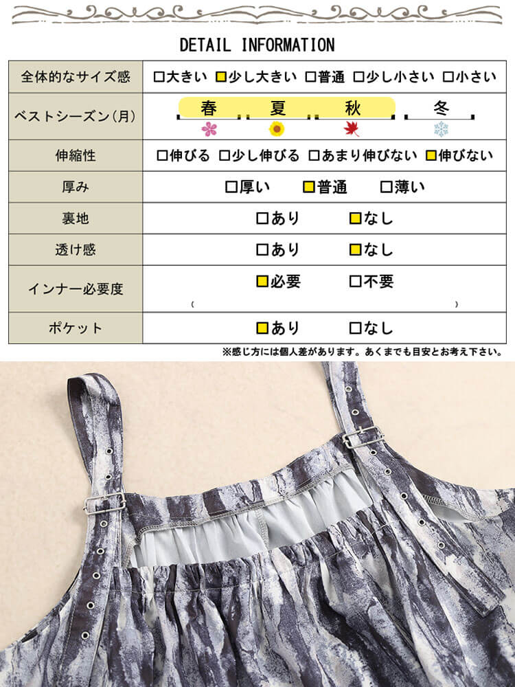 大きいサイズ レディース ニュアンス柄ジャンパースカート