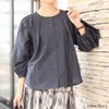 大きいサイズ レディース 接触冷感バルーンスリーブタックブラウス ネイビー