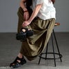 大きいサイズ レディース 変形ドレープサルエルパンツ カーキ