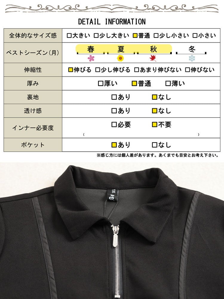 大きいサイズ レディース ハーフジップパイピングワンピース