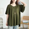 大きいサイズ レディース フィッシュテールコットンチュニックTシャツ カーキ