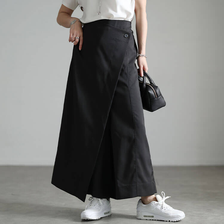 大きいサイズ レディース ラップスカートサルエルパンツ