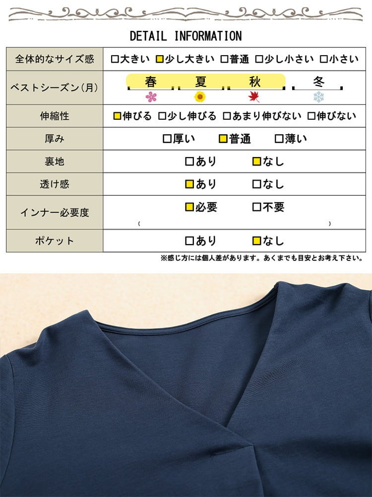 大きいサイズ レディース サイドプリーツ切り替えVネックワンピース