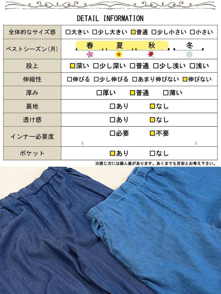 大きいサイズ レディース コットンデニムペプラムキャミ＆ワイドパンツ2点セット