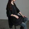 大きいサイズ レディース ドット柄レイヤード風チュニックTシャツ ブラック
