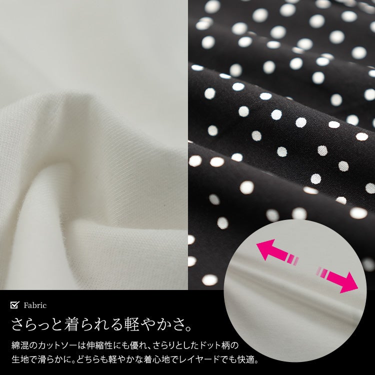 大きいサイズ レディース ドット柄リボンキャミチュニック＆Tシャツ2点セット