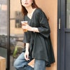 大きいサイズ レディース アシメヘムコットンチュニックTシャツ チャコールグレー
