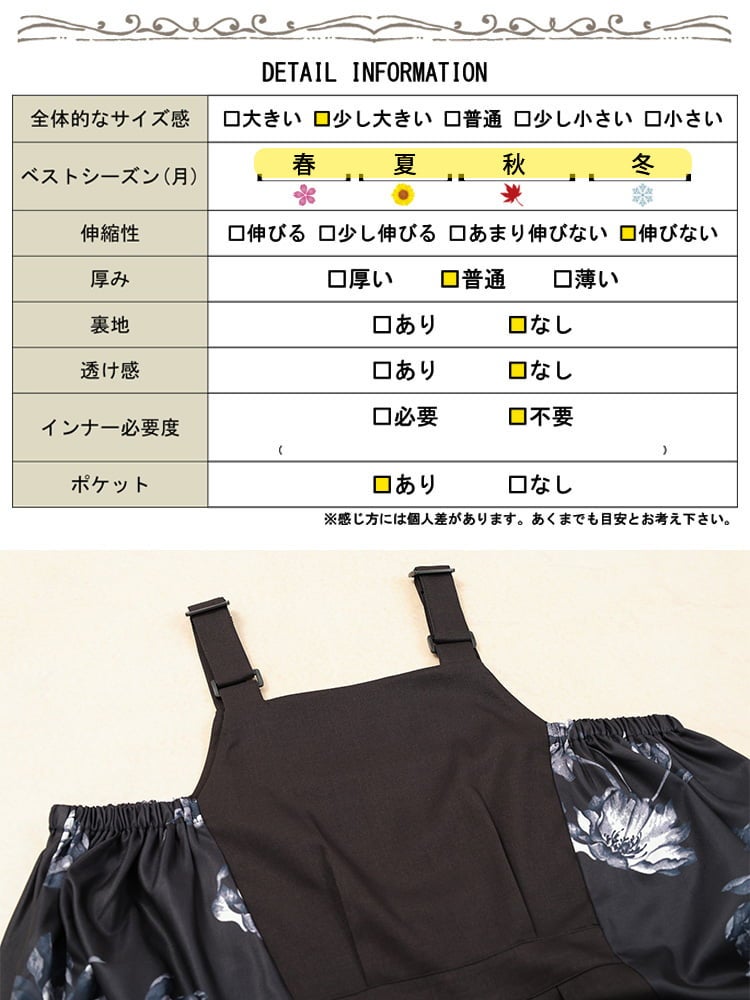 大きいサイズ レディース 花柄バルーン切り替えジャンパースカート