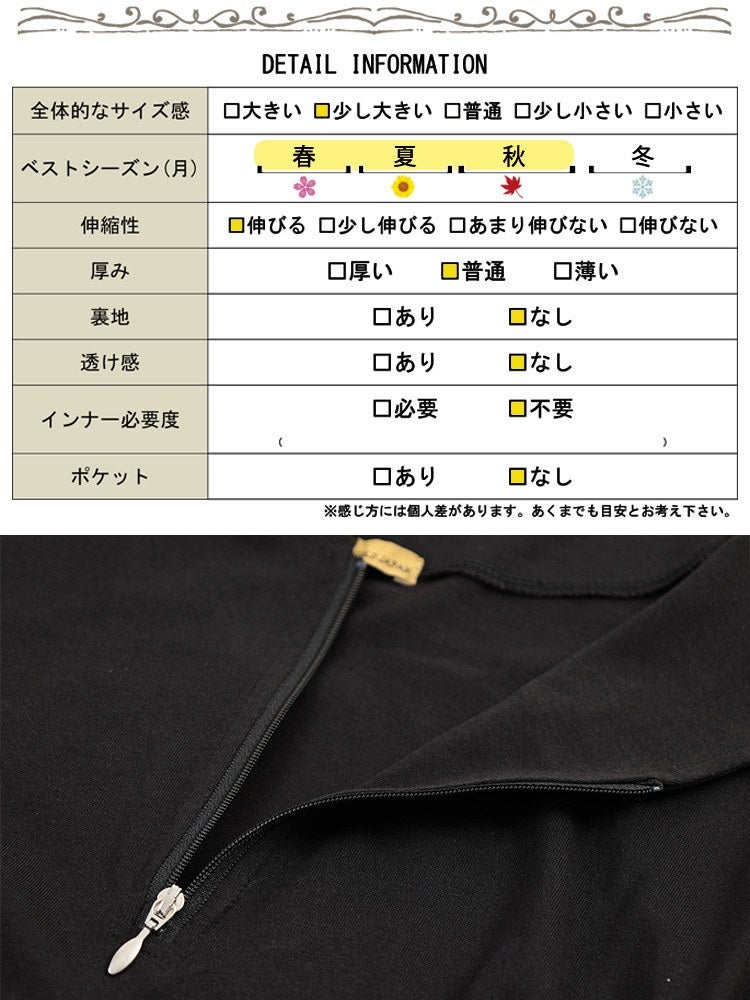 大きいサイズ レディース ハーフZIPウエストタックコットンワンピース