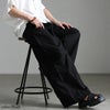 大きいサイズ レディース 綿麻サイド切り替えバギーパンツ ブラック