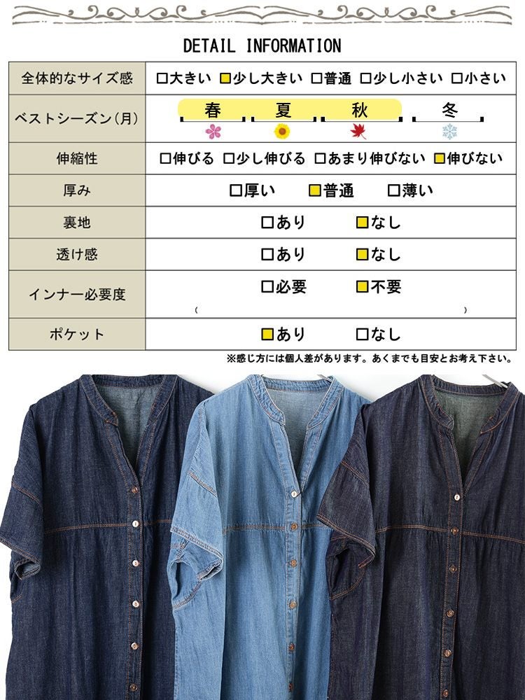 大きいサイズ レディース コットンライトオンスデニムワンピース wd