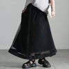 大きいサイズ レディース チュールレイヤードZIPフレアスカート ブラック