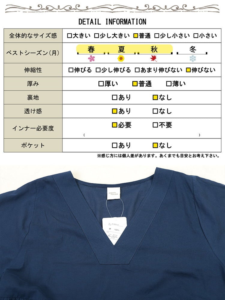 大きいサイズ レディース インド綿深Vネックティアードワンピース