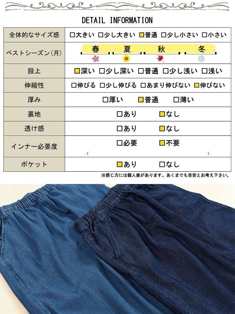大きいサイズ レディース コットンデニムワイドパンツ