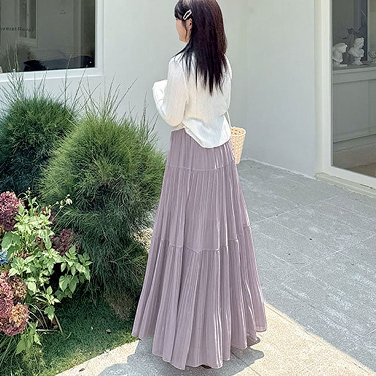 大きいサイズ レディース プリーツティアードスカート
