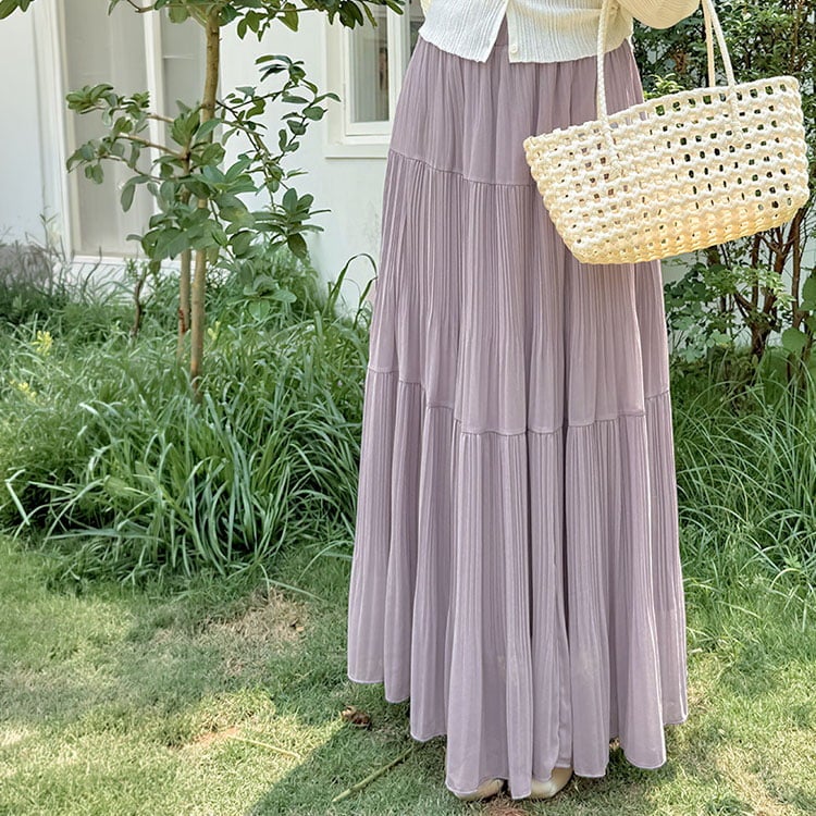 大きいサイズ レディース プリーツティアードスカート