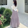 大きいサイズ レディース プリーツティアードスカート パープル